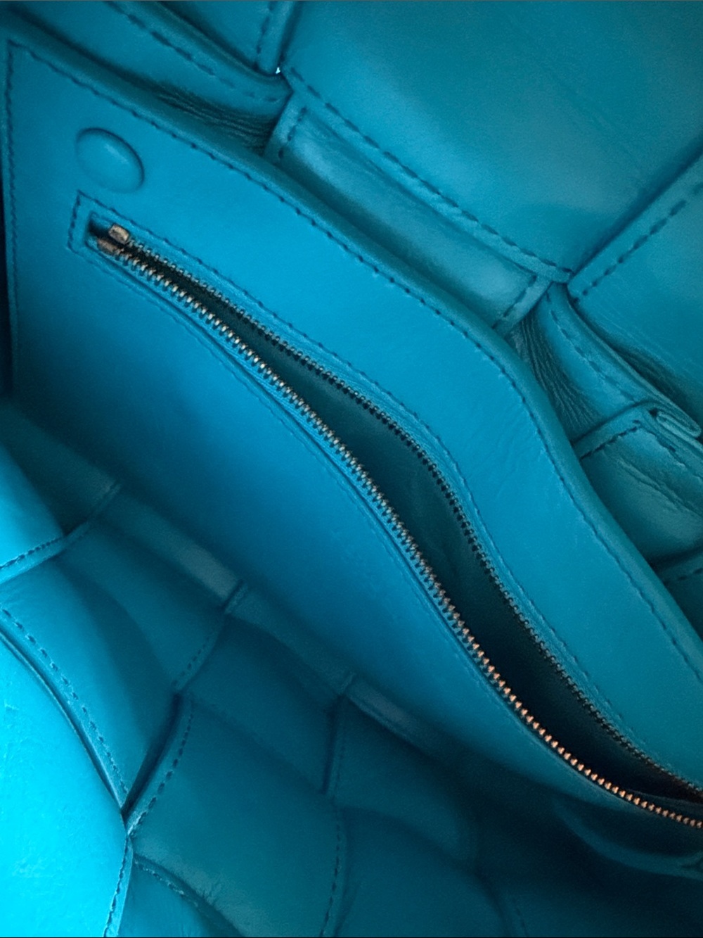 Bottega Veneta Bright Turquoise Woven Leather Crossbody - Picture 5 of 6